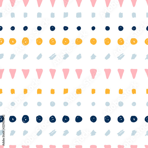 Abstract handmade seamless pattern background. Childish handcrafted wallpaper for design card, baby nappy, diaper, scrapbook, holiday wrapping paper, textile, bag print, t shirt etc.