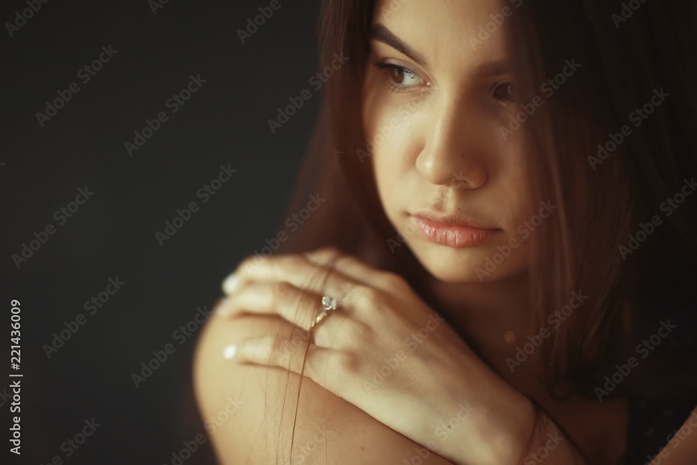 Fashion portrait of a young beautiful adult brunette girl Fashion portrait of a young beautiful adult brunette girl