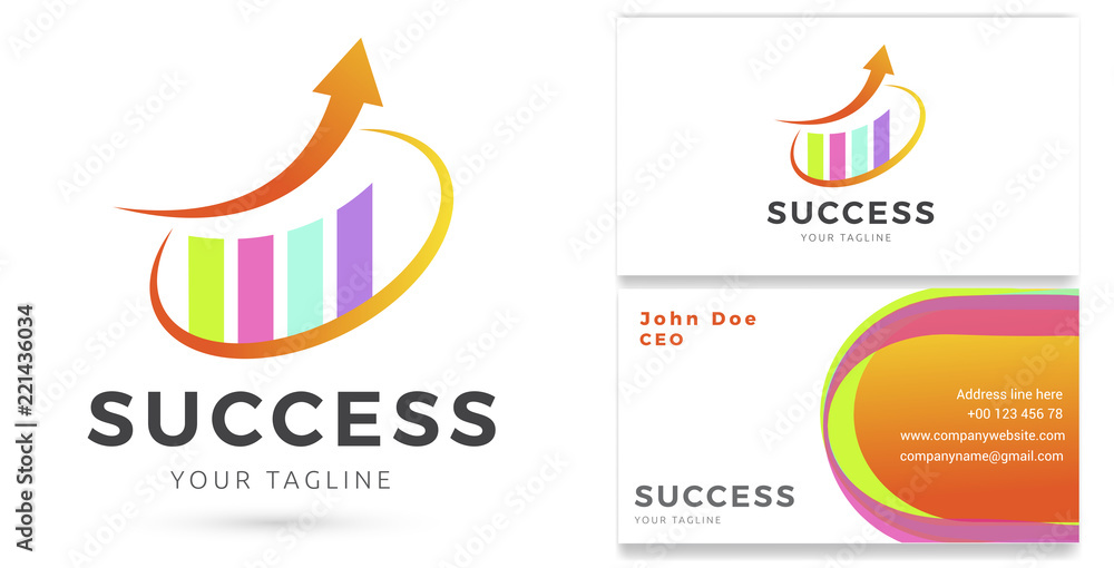 Chart and Up arrow, Marketing, Analytics Company Logo & Business card, Vector Chart and Up arrow, Marketing, Analytics Company Logo & Business card, Vector