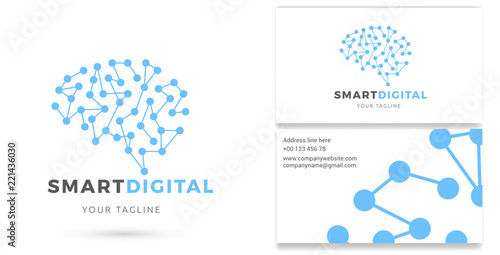 Smart Digital, Digital Services Logo & Business card, Technology, Internet Marketing Vector Logo
