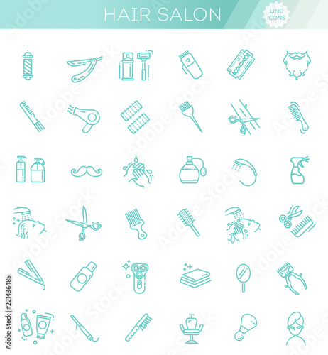 Barbershop and beauty salon vector icons set