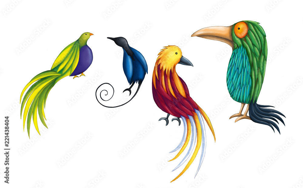 Naklejka premium Paradiesvögel