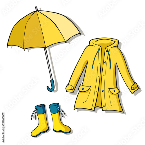 Yellow rainy weather clothes collection