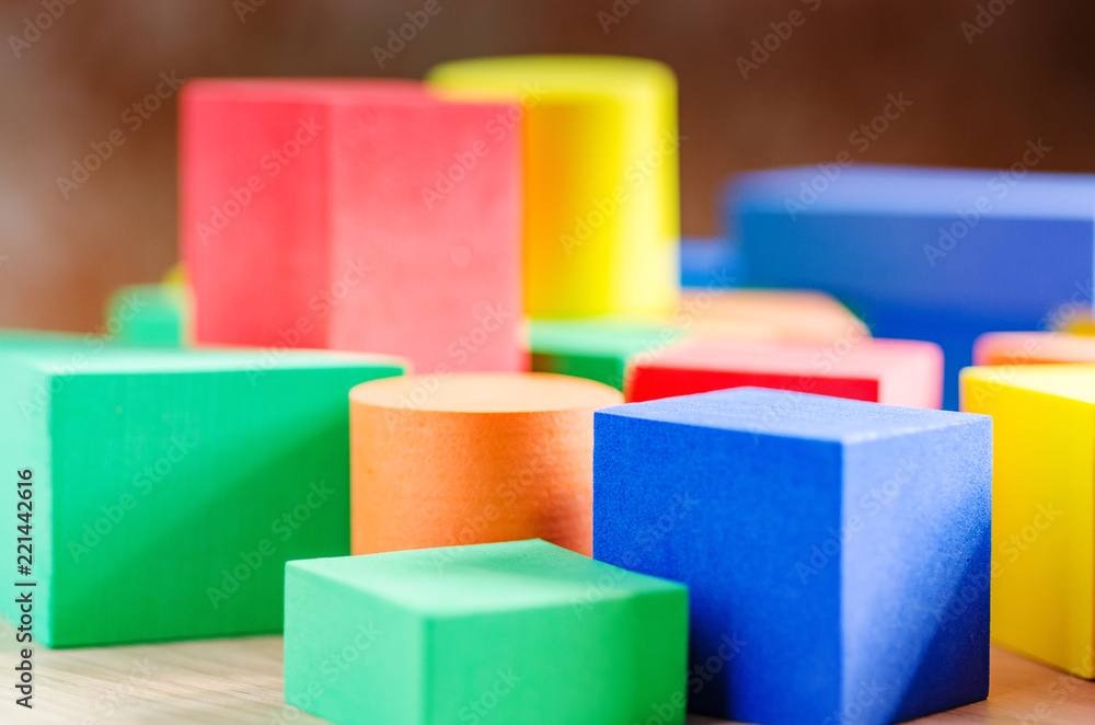 Baby multicolored toy blocks. Toy background Baby multicolored toy blocks. Toy background