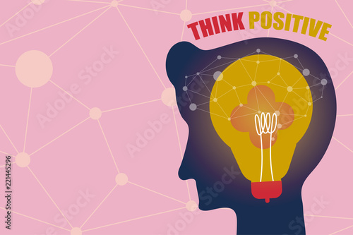 Vector image of brain people have a positive thinking.
