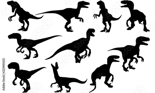 Velociraptor Dinosaur svg files cricut,  silhouette clip art, Vector illustration eps, Black  overlay photo