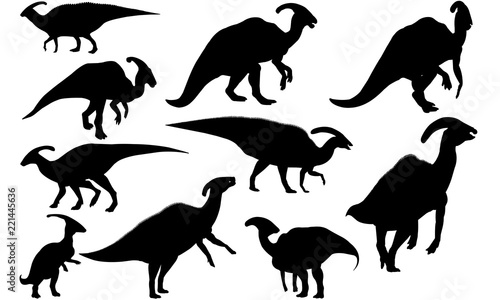 Parasaurolophus Dinosaur svg files cricut,  silhouette clip art, Vector illustration eps, Black  overlay