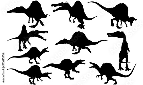 Spinosaurus Dinosaur svg files cricut,  silhouette clip art, Vector illustration eps, Black  overlay