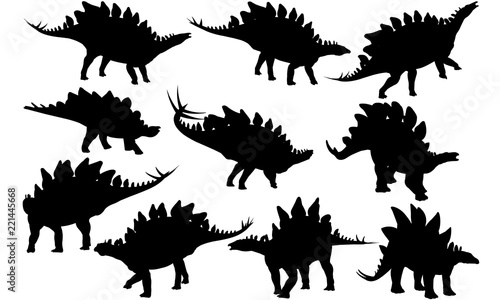 Stegosaurus Dinosaur svg files cricut,  silhouette clip art, Vector illustration eps, Black  overlay