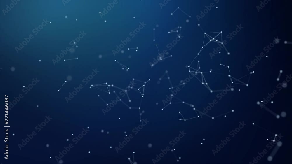 118. Modern Technological Rotary Background With Connections Dynamic plexus with numbers. Futuristic technology Abstract lines, triangles and dots. Network Connections Seamless Loop Background