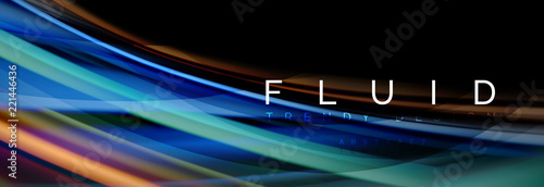 Wave fluid flowing colors motion effect, holographic abstract background. Vector illustration