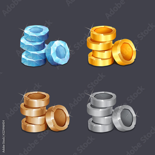 coins and trasure game item icon design vector illustration
