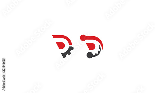 gear abstract initial d logo vector icon