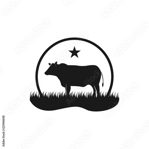 Black angus cattle logo emblem design template