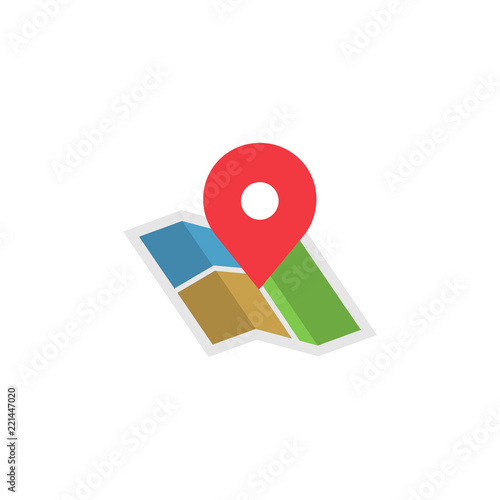 Map and pin icon design template vector