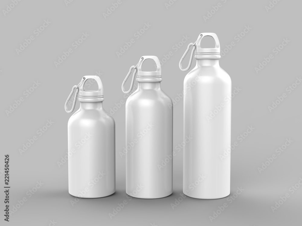 Aluminium Water Bottle For Mock up And Template Design. 3d Render Illustration. Aluminium Water Bottle For Mock up And Template Design. 3d Render Illustration.