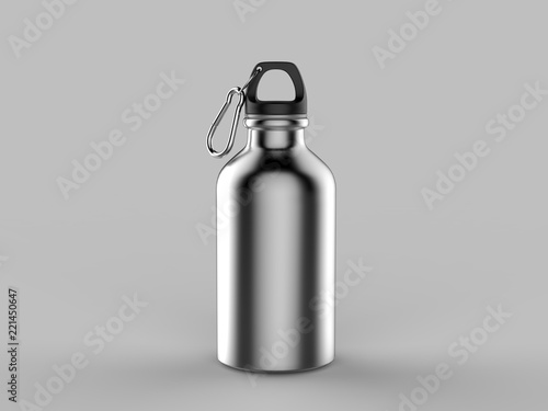 Aluminium Water Bottle For Mock up And Template Design. 3d Render Illustration.