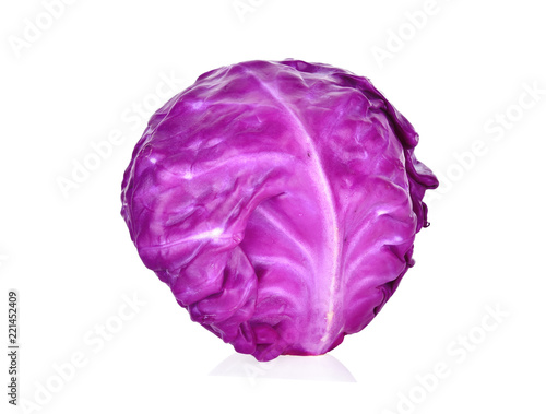  Purple cabbage on white background.