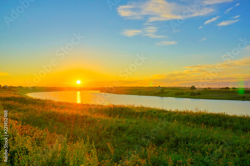 The river Kostroma in the summer at dawn. Russia. © fotych