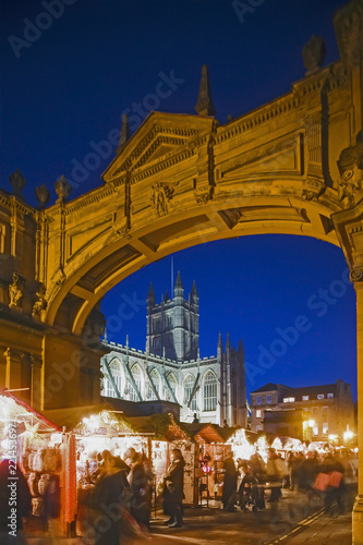 Bath Abbey and Christmas Market.Bath AbbeyBath,Somerset England Uk #221453697