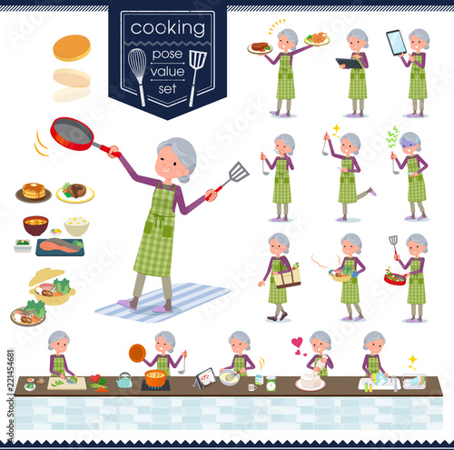 flat type Purple clothes grandmother_cooking