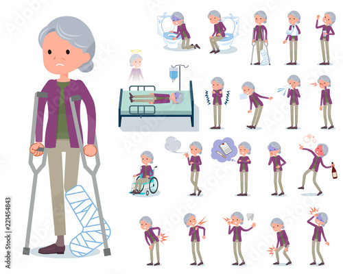 flat type Purple clothes grandmother_sickness