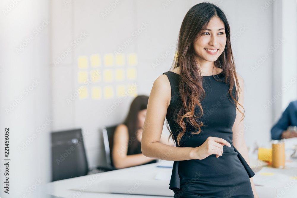 beautiful asian office woman smile with confident and happiness office background portrait concept beautiful asian office woman smile with confident and happiness office background portrait concept