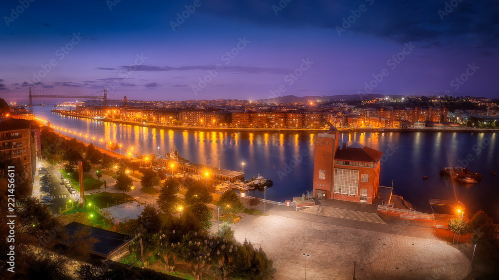 Panorama of Portugalete and Getxo with Hanging Bridge