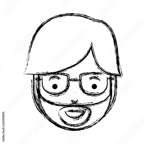 young man head with beard and glasses