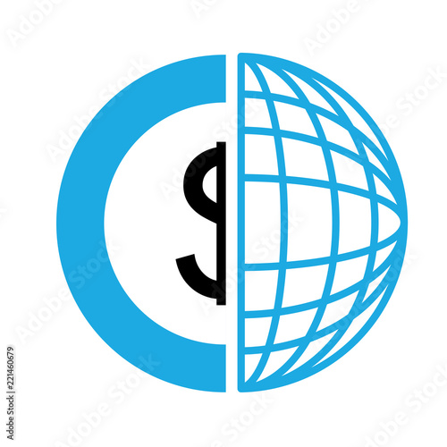 dollars coin money inside half of the world