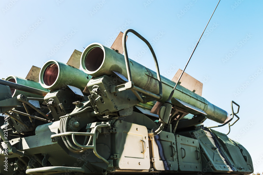 anti-aircraft missile system on against the blue sky anti-aircraft missile system on against the blue sky