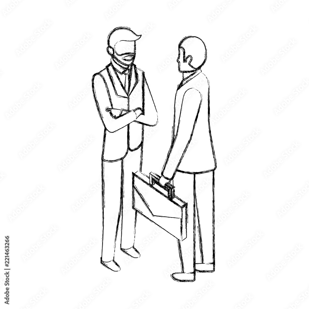 businessmen with briefcase talking business conversation businessmen with briefcase talking business conversation