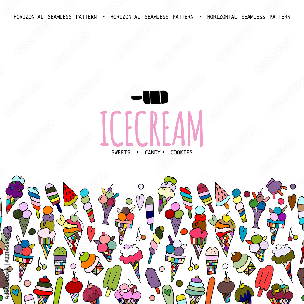 Fototapeta premium Icecream background, sketch for your design
