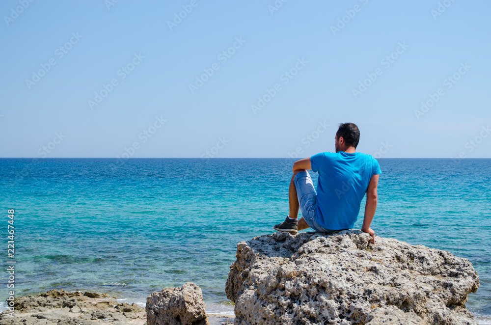 man in relaxation at sea