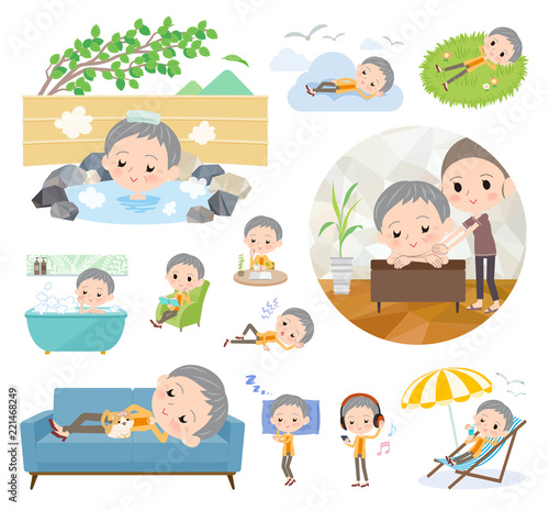 short hair old women_relax