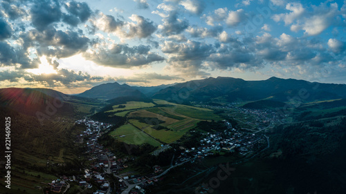drone image. aerial view of rural mountain area in Slovakia, villages of Zuberec and Habovka from above © Martins Vanags