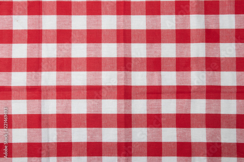 Red and white checkered napkin. Kitchen accessories.