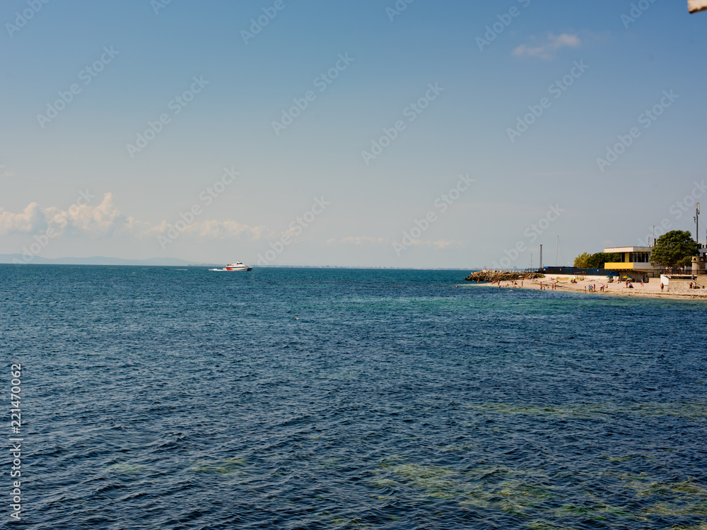 View of the embankment of the old town of Nessebar, Bulgaria.