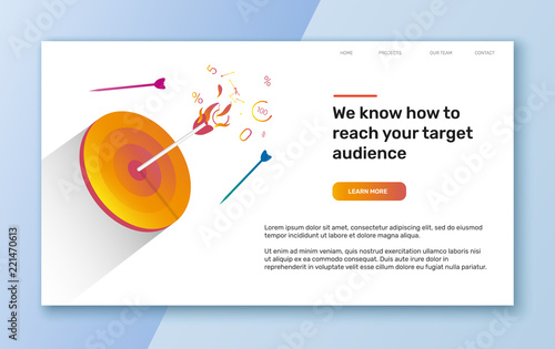 Vector target audience illustration and template for web banner or landing page