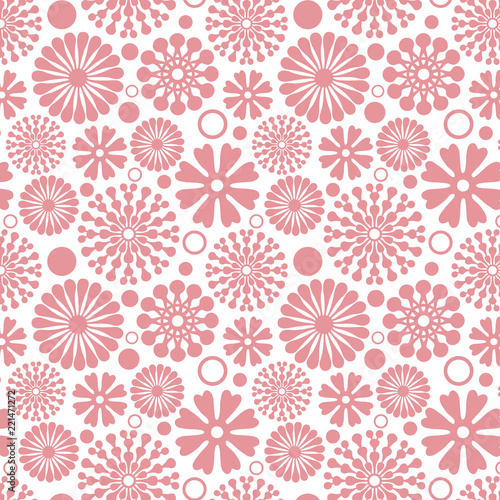 Seamless pink abstract flower vector pattern, perfect for wallpaper, scrapbooking, textile design and homeware