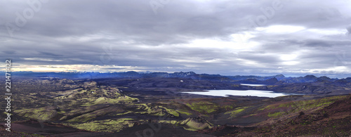 Colorful wide panorama  panoramic view on Volcanic landscape in