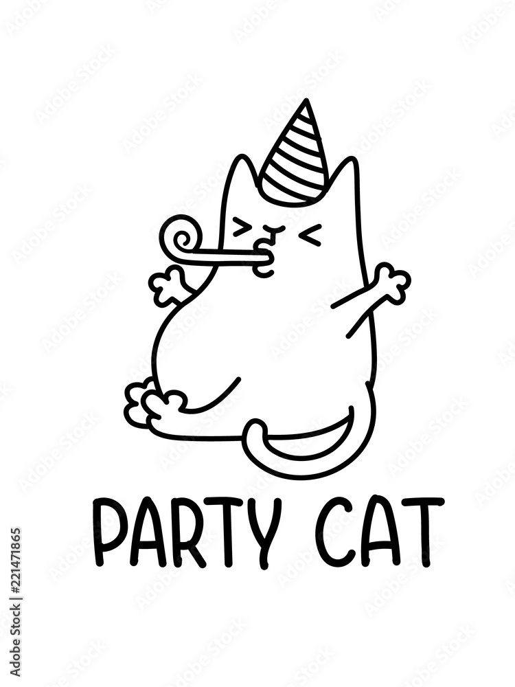 A Party Cat Vector Cartoon Drawing A Party Cat Vector Cartoon Drawing