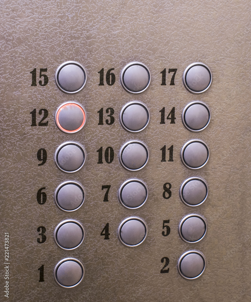 buttons with numbers in the Elevator to select the metal floor buttons with numbers in the Elevator to select the metal floor