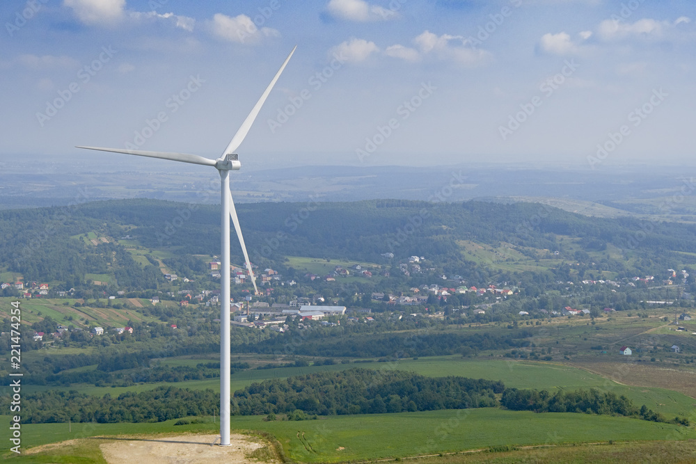 wind turbine from aerial view wind turbine from aerial view