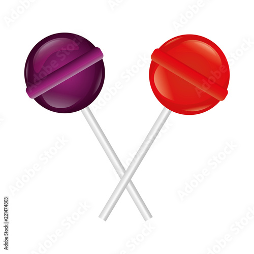 sweet lollipops crossed isolated icon