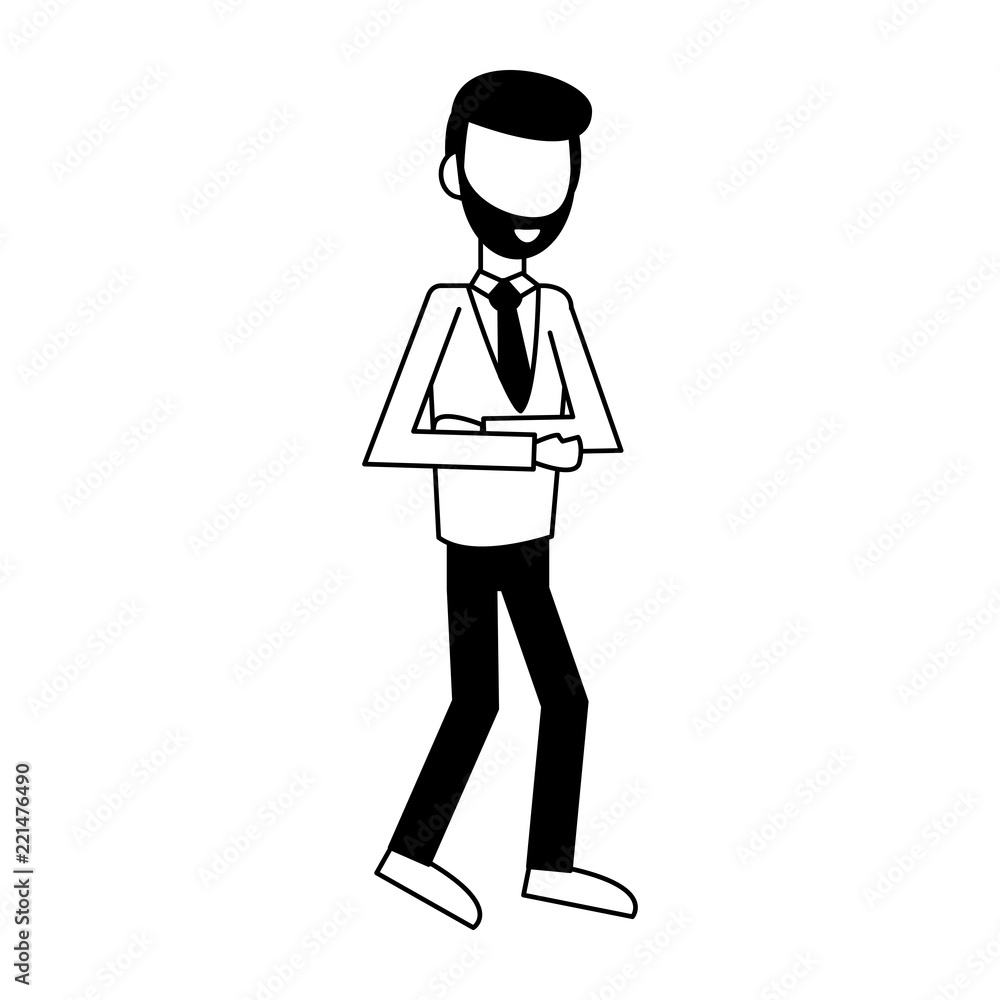 Executive businessman avatar in black and white Executive businessman avatar in black and white