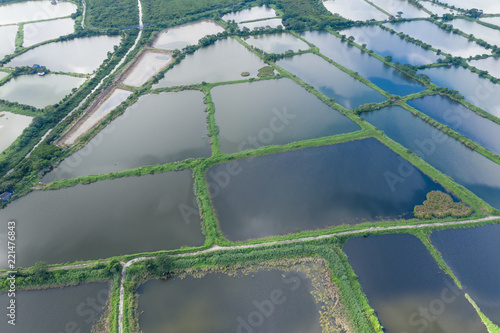 Aerial view of Fish hatchery pond