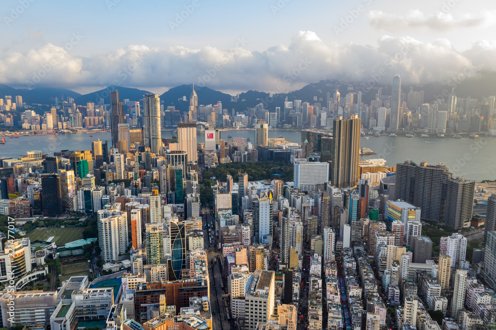 Top view of Hong Kong skyline