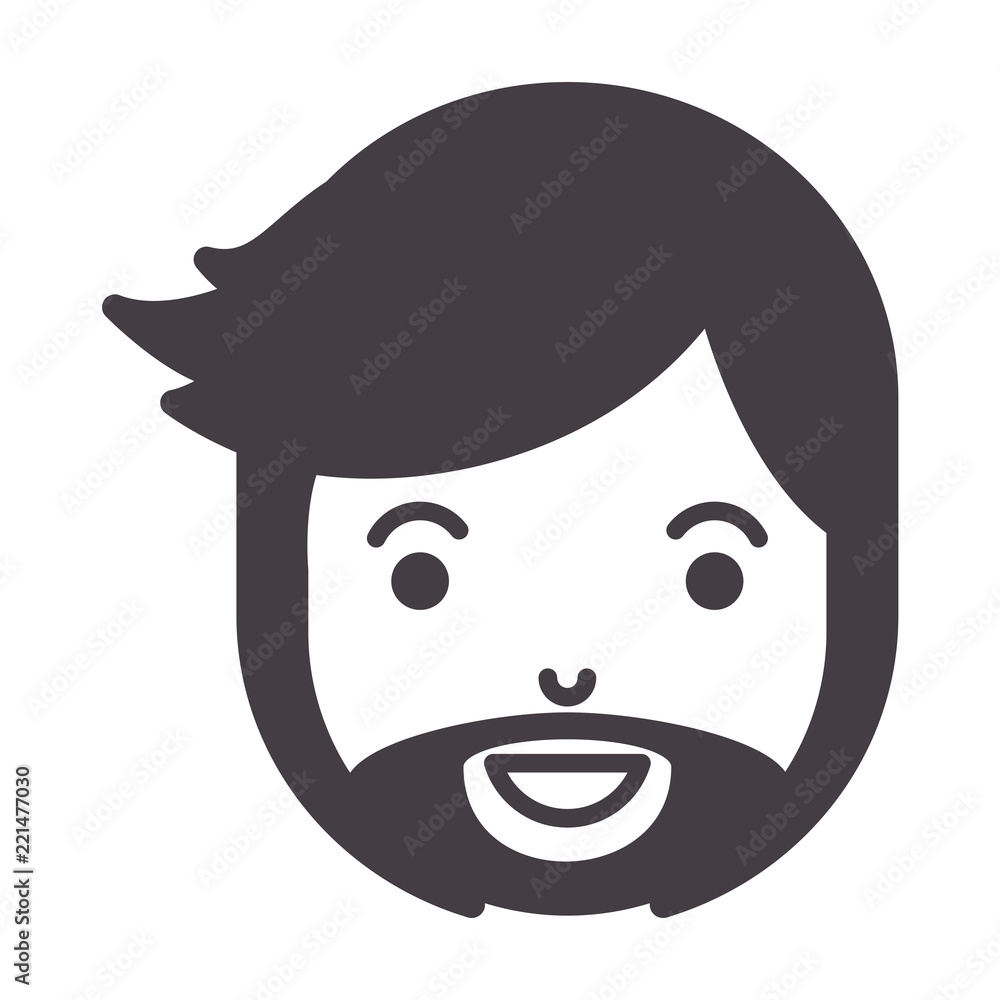 young man head with beard avatar character young man head with beard avatar character