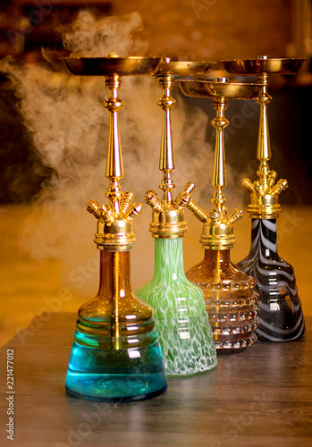 Bild auf Leinwand Colorful hookah in steam
